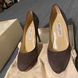 Jimmy Choo suede platform pump high heel, size 37.5